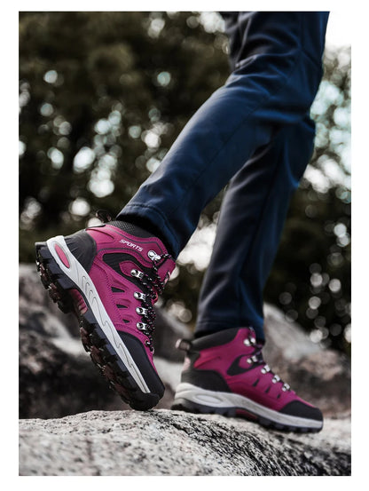 Botas de montaña impermeables para exterior, para hombre y mujer, para primavera y otoño, resistentes al desgaste, para deportes de montaña y caza.