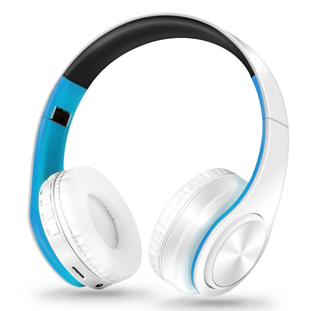 Casque Bluetooth sans fil stéréo AYVVPII avec radio FM et prise en charge de la carte SD avec micro pour téléphone portable Iphone Sumsamg tablette MP3