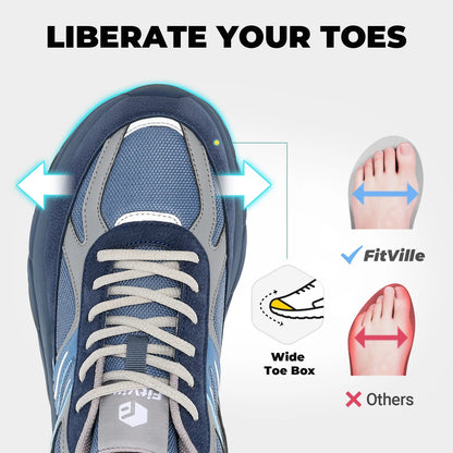 Fittington Wide Shoes for Men Casual Walking Sneakers Orthopedic Arch Support for Plantar Fasciitis Neuropathy