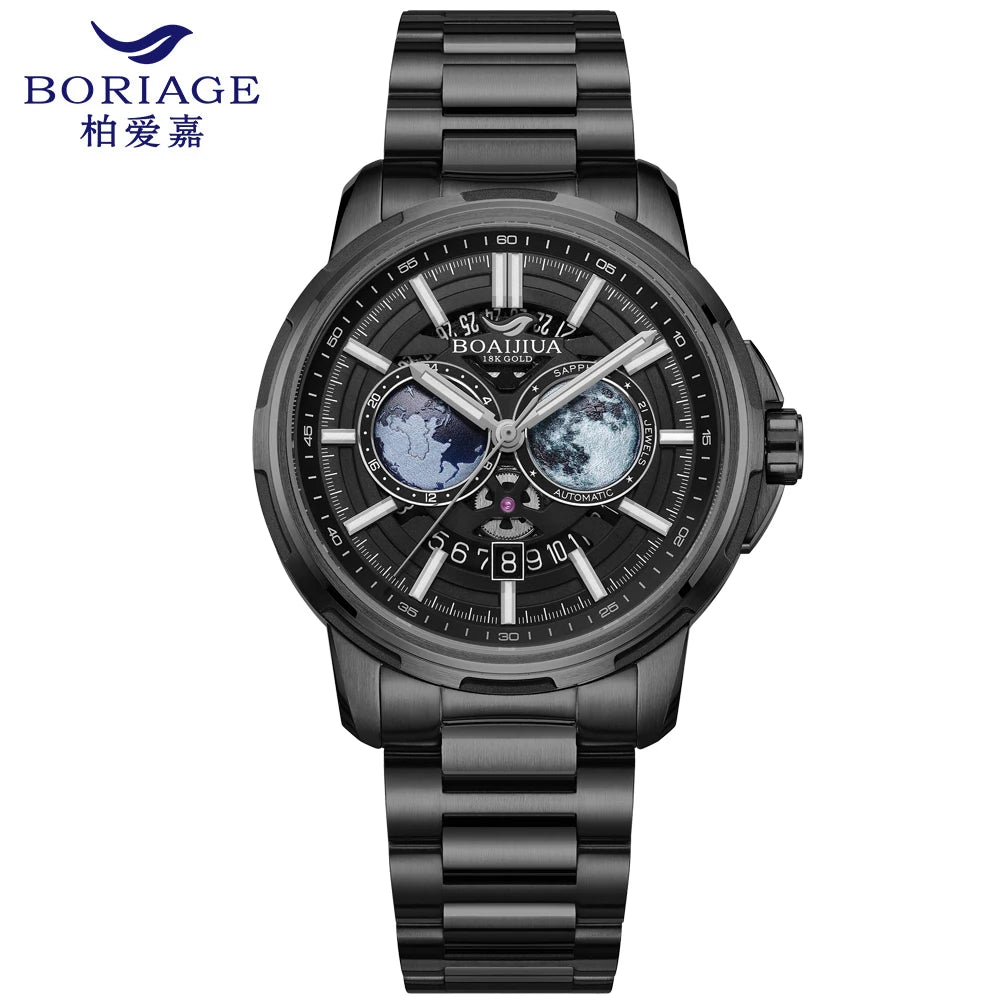 BORIAGE(BOAIJIUA) Automatic Mechanical Watch Creative Starry Sky Watch Water Resistant  Mechanical Watches Birthday Gift for Men