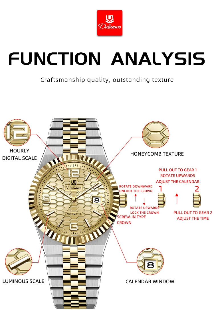 Luxury Automatic Mechanical Men's Watch Date Stainless Steel Man Watch Waterproof Luminous Business Watches For Men Reloj