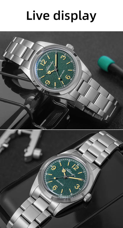 Relógio para homem ADDIESDIVE 36mm em destaque AD2518 com vidro espelhado convexo, aço inoxidável 316L, Reloj Hombre, 100m à prova de água, quartzo