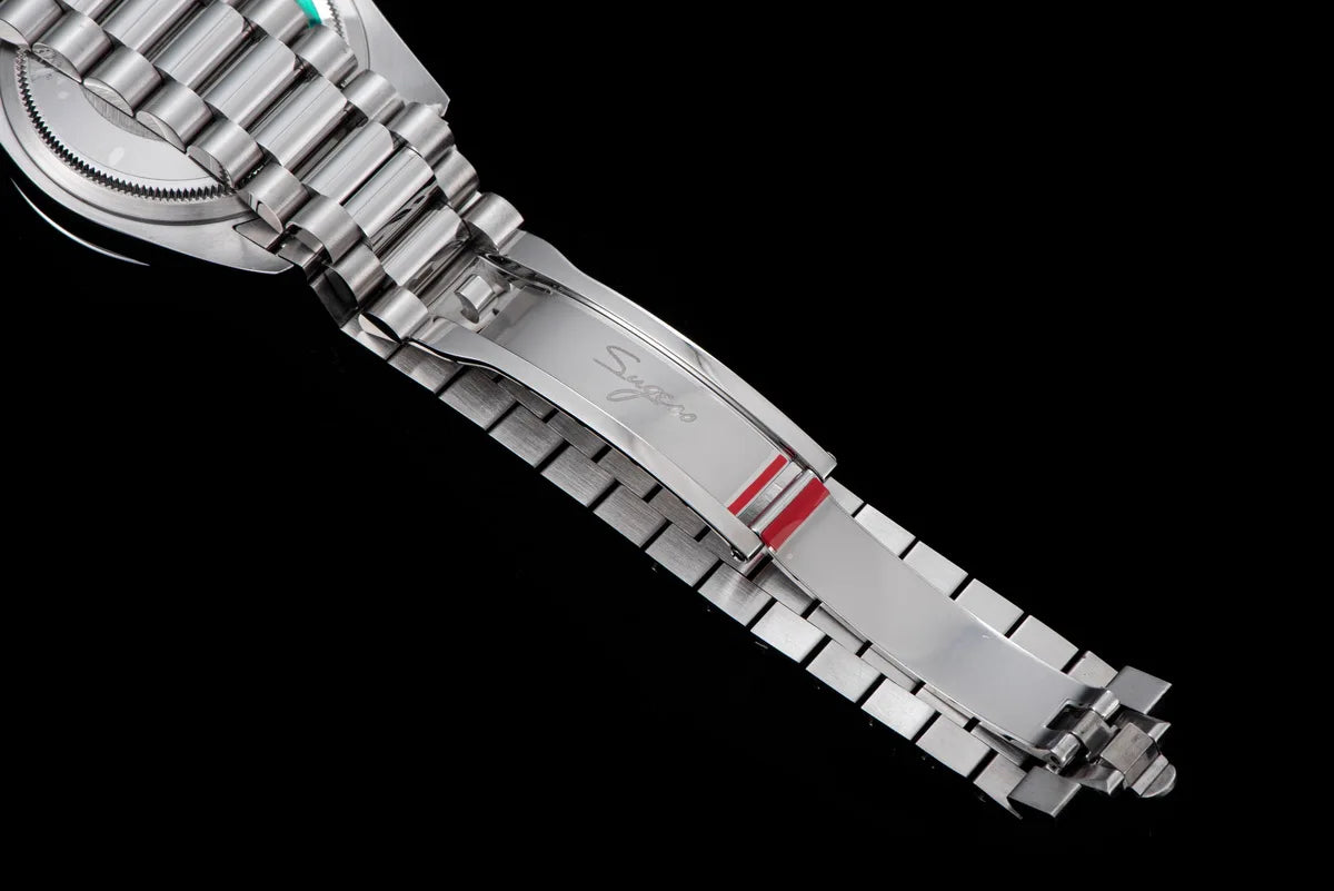 Sugess 36mm Mens of Watch Automatic Dandong Peacock SL3034 Day Movement Sapphire Glass 100m Waterproof Wristwatches MOP Date New