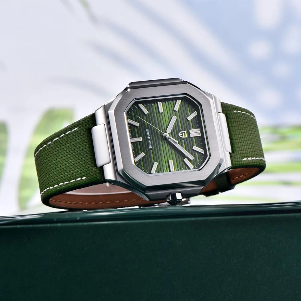 Nuovo orologio di lusso quadrato PAGANI DESIGN 2026 da uomo al quarzo, vetro zaffiro AR, movimento giapponese, luminoso, in acciaio 316L all steel