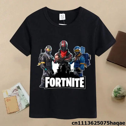 Summer Fortnite Children T-shirt Cartoon Game Figure Printed T-shirt Boys Casual Sports T-shirt Short Sleeves Kids Clothing