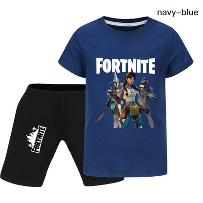 Fortnite Summer Kids Cartoon T-shirts Shorts Two-piece Set Baby Boys Tracksuit Girls Outfits 505