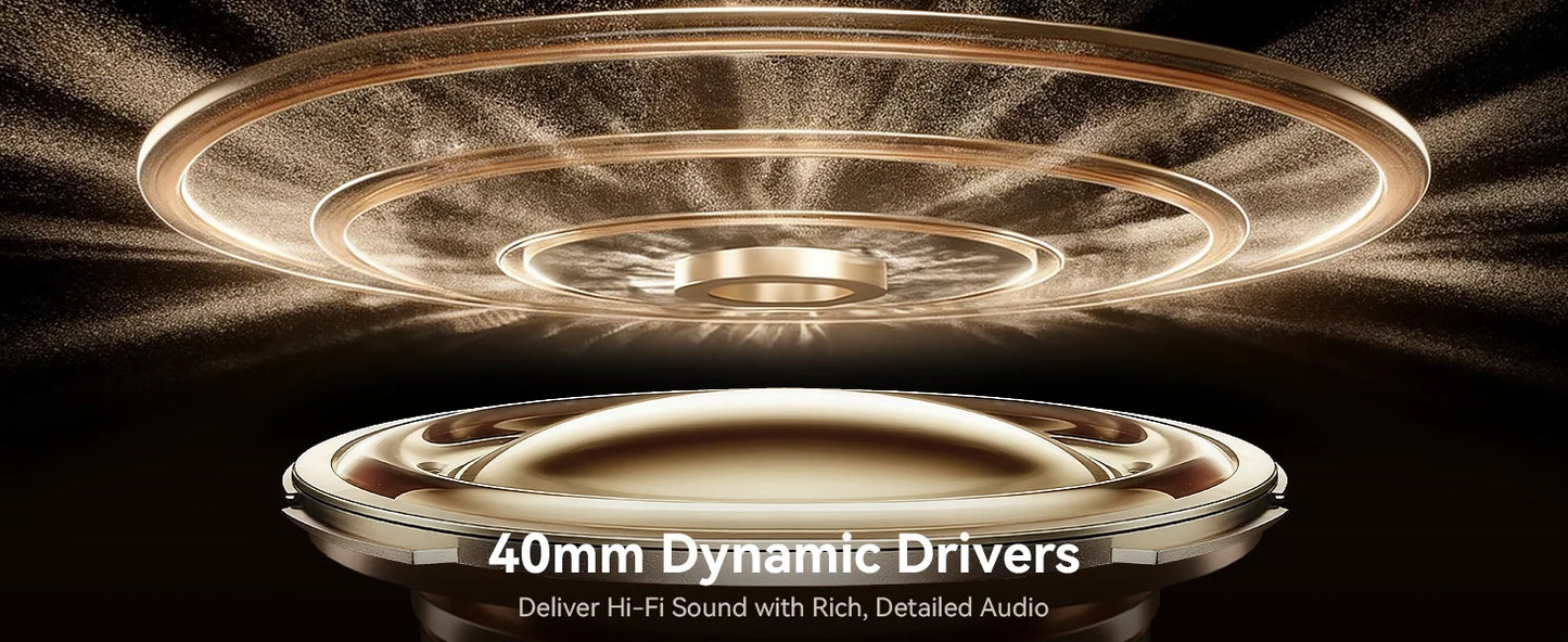 Active Noise Cancelling Headphones Bluetooth 6.0 Wireless Over-Ear Headphones Foldable with LED Power Display & 6-Mic ENC Calls