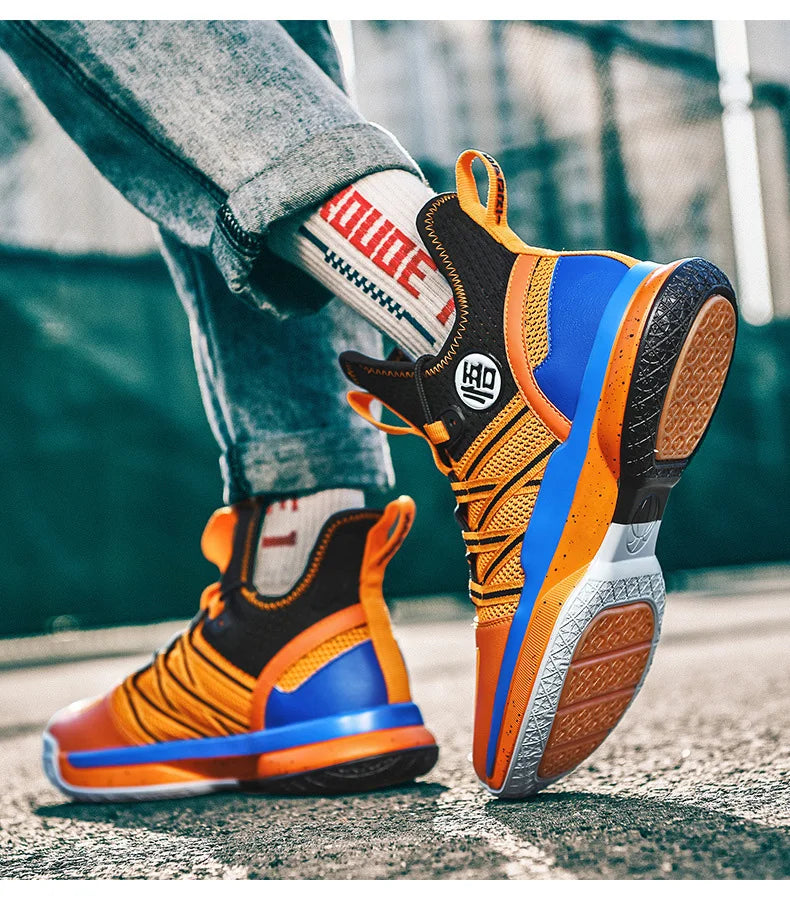 2024 New Dragon B Style Orange Men's Basketball Shoes Size 38-44 Air Cushioning Sport Sneakers Mesh Breathable Training Shoes