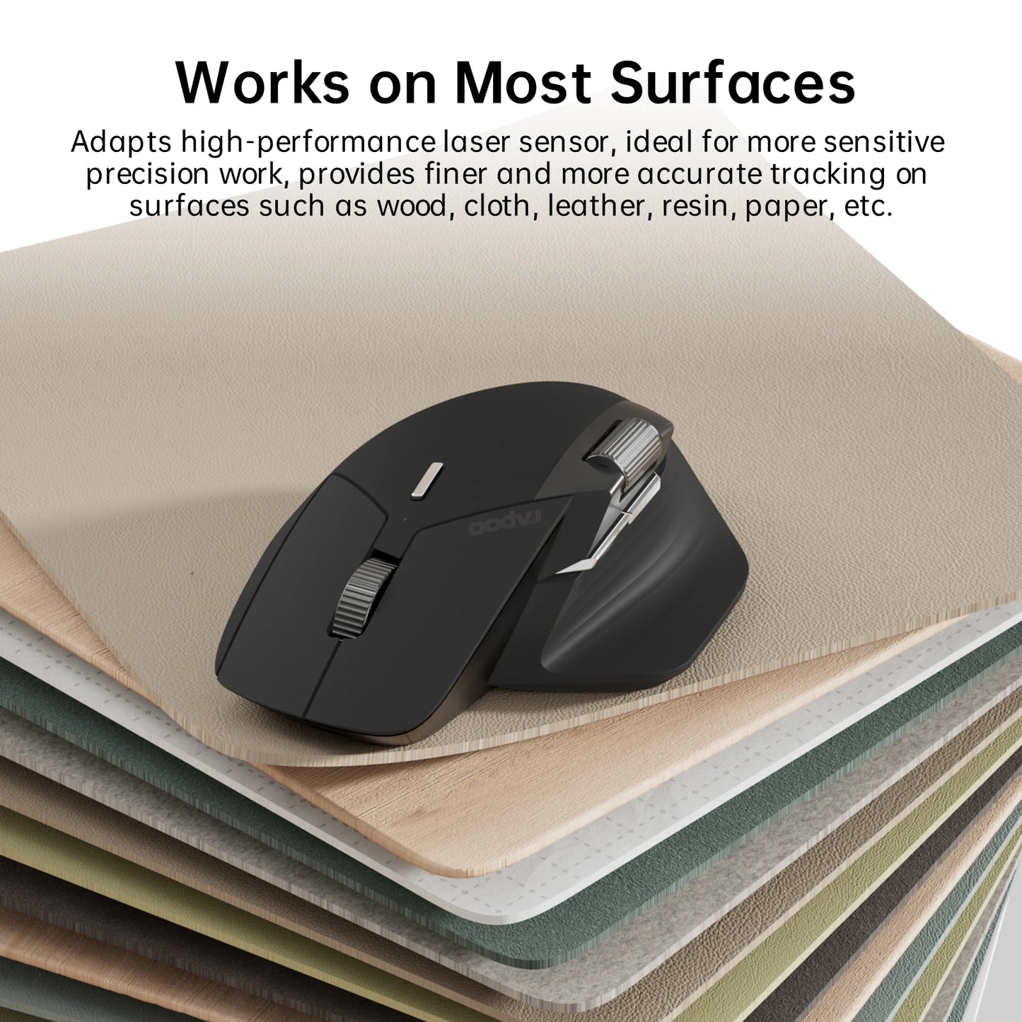 Mouse wireless ricaricabile multimodale Rapoo MT760L/MT760M ergonomico 4000 DPI, supporta fino a 4 dispositivi, mouse Bluetooth