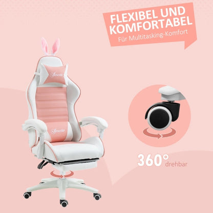 Ergonomic Gaming Chair with Footrest, 135° Reclining Gamer Chair, Adjustable Height Gaming Chair with Lumbar Cushion & Headrest