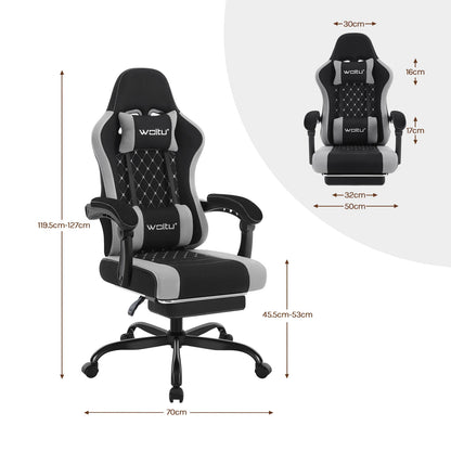 WOLTU Swivel Computer Chair with Massage Function Ergonomic Office Chair with Pillow & Footrest Height Adjustable Gaming Chair