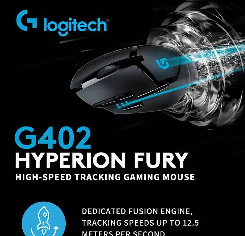 Laidinė žaidimų pelė Logitech G402, 32 bitų ARM procesorius, 8 mygtukai, 500 IPS, neslystanti – visos dienos žaidimų ir darbo sesijoms