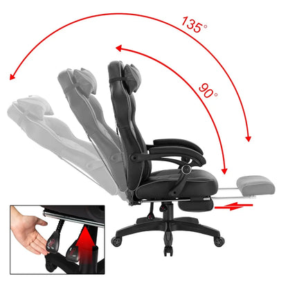 WOLTU Gaming Chair Office Computer Chair Desk Racing Chair Sports Seat with Headrest Lumbar Cushion with Footrest