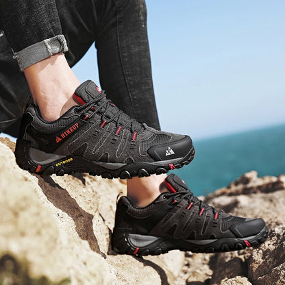 HIKEUP Moški pohodniški čevlji iz semiša Čevlji za prosti čas Odporni na obrabo Moški čevlji za treking, hojo in lov Taktični športni čevlji