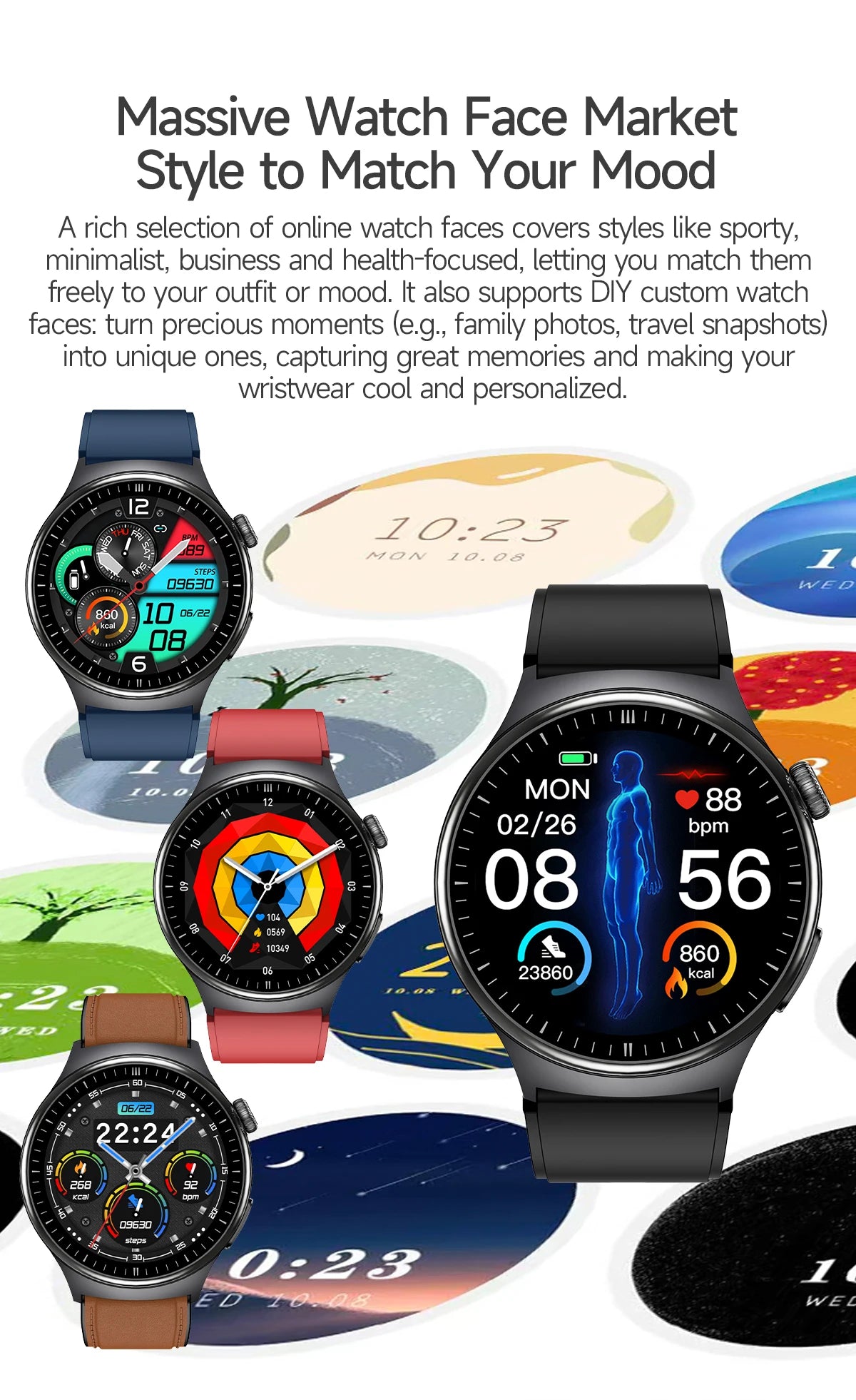 2026 AI Health Smartwatch ECG + PPG, Blood Pressure, Uric Acid & Body Fat Monitoring, AMOLED Display & Bluetooth Calling
