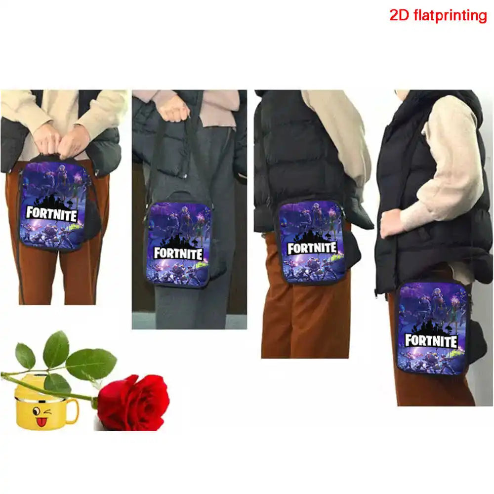 Cute Cartoon Lunch Bag Insulated Thermal Food Container Leakproof Reusable Fortnite Lunch Cooler Bag for Kids Student