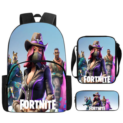 Fortnite 3Pcs Bag Set, Backpack with Front Pocket, Crossbody Bag and Pencil Case, Boys and Girls The Best Gift for Children