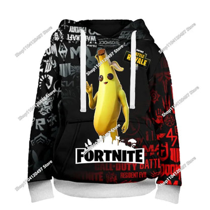 Children's Fortnite Hoodies Cartoon Casual Hooded Coat Autumn Men Soft Pocket Sweatshirts Male Loose Tops Long Sleeve Clothes