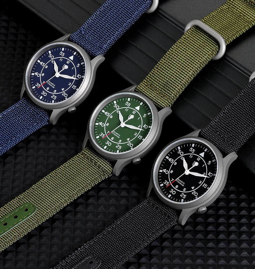 BERNY Titanium Men Quartz Watch AR Coating Sapphire Fashion Wristwatch Luminous VH31 Ultra-thin Wristwatch Waterproof 5ATM Watch