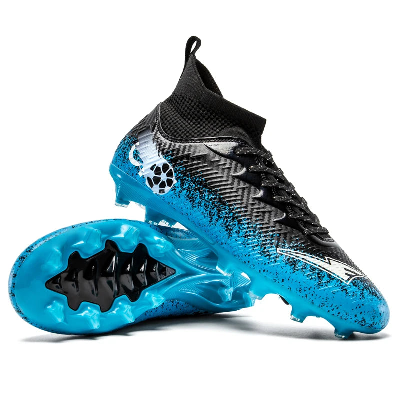 Uomo Donna Scarpe da calcio alte Antiscivolo Sneakers da calcio Traspiranti Scarpe da allenamento per futsal Scarpe da calcio da esterno su erba con tacchetti alla caviglia