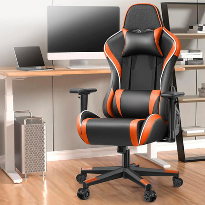 Gaming Chair, Ergonomic Office Chair with Headrest Lumbar Pillow, Multi-Level Adjustable Swivel Computer Chair, Orange