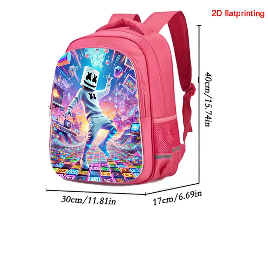 FORTNITE 16-inch Durable Lightweight Backpack, Dual Zipper Pockets, Cartoon Style for Boys & Girls 6-10,Free 3D Printed Keychain