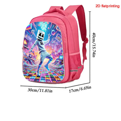 FORTNITE 16-inch Durable Lightweight Backpack, Dual Zipper Pockets, Cartoon Style for Boys & Girls 6-10,Free 3D Printed Keychain
