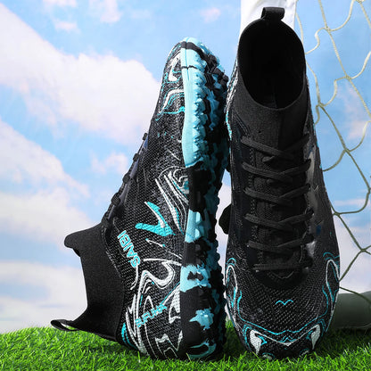 Chaussures de football TF pour adultes, économiques, en tissu PU mélangé, crampons en caoutchouc durables, antidérapantes, pour les passionnés de football amateur.