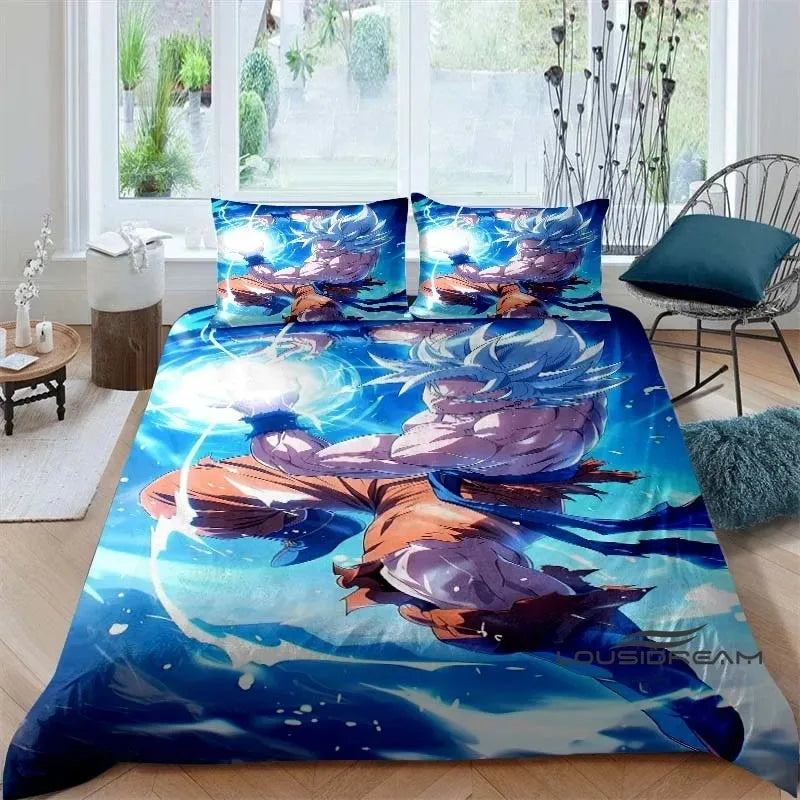 Ložní souprava s potiskem v motivu Cartoon/Anime Son Goku Dragon Ball: tato měkká a pohodlná sada obsahuje povlak na přikrývku a povlak na polštář