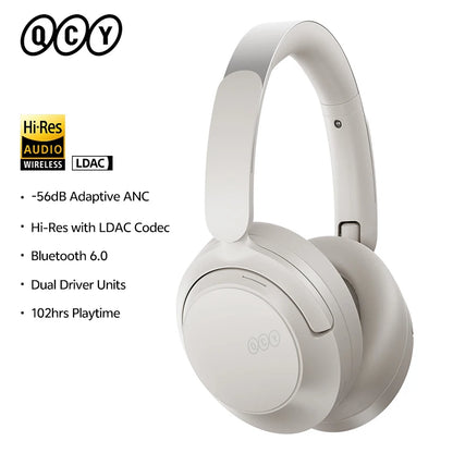 Auriculares circumaurales QCY H3S ANC Bluetooth 6.0 – Audio espacial Hi-Res LDAC, cancelación de ruido adaptativa de -56dB, auriculares inalámbricos