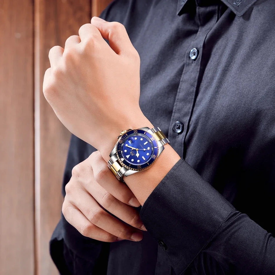 Automatic Men's Watch Mechanical Movement Stainless Steel Gold Silver Green Red Dial Date Strong Luminous Luxury Watches