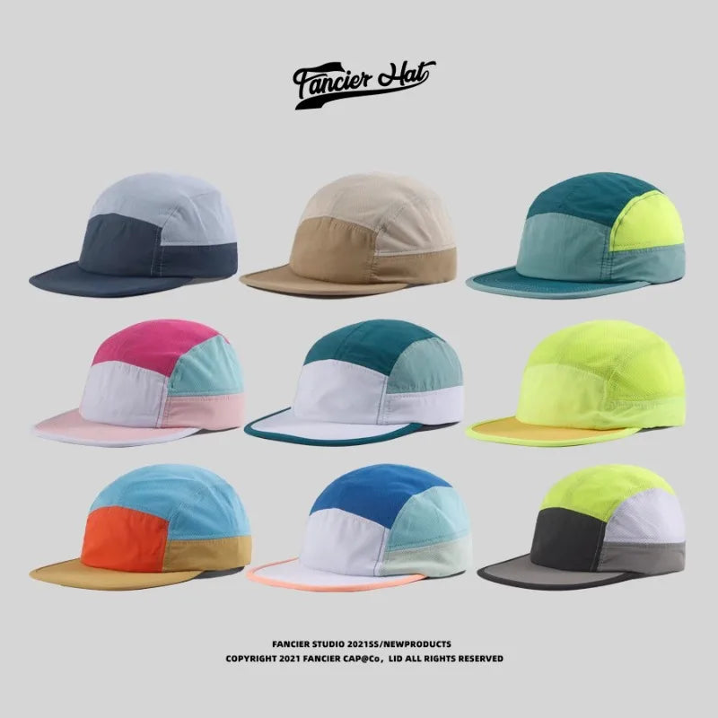 Custome Logo Personalized Quick-drying Five-panel Flat-brimmed Hat Men and Women Outdoor Breathable Sports Sunshade Baseball Cap