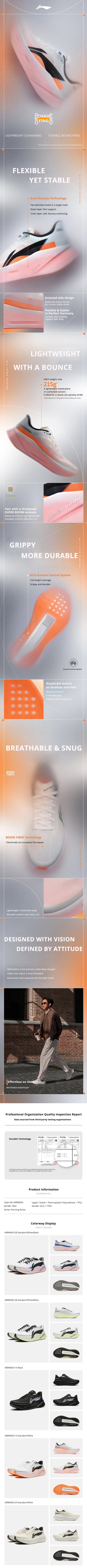 Pantofi de alergare Li-Ning pentru bărbați CHAOYING PRO Cushion BOOM FIBER, respirabili, ușori, cu amortizare, pantofi sport de zi cu zi LiNing ARBW003