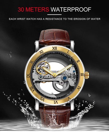 AKDPN Men's Watches Automatic Mechanical Stainless Steel Men's Wrist Watch Skeleton Automatic Watches for Man Watch Montre Homme