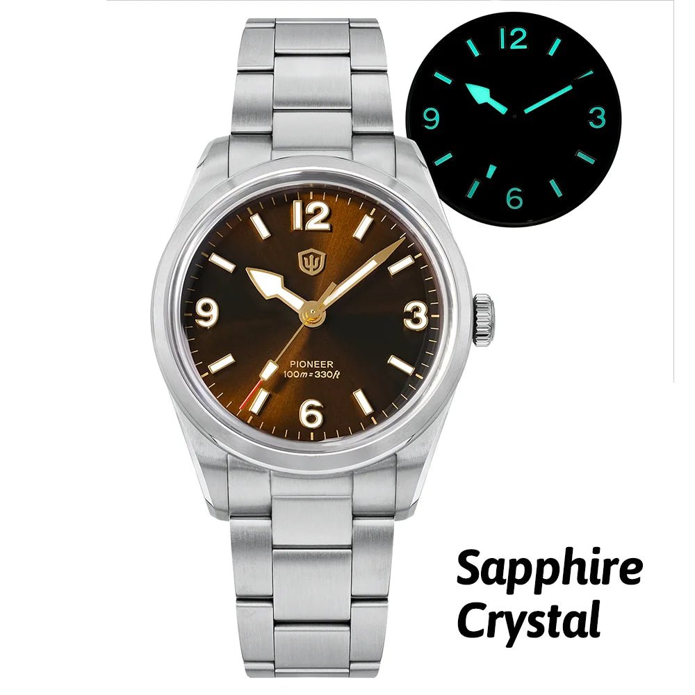 Watchdives WD1960S V2 36Mm Vintage Cream Man Watches VH31 Sweep Seconds Quartz Watch Bubble K1 Sapphire Luminous Stainless Steel