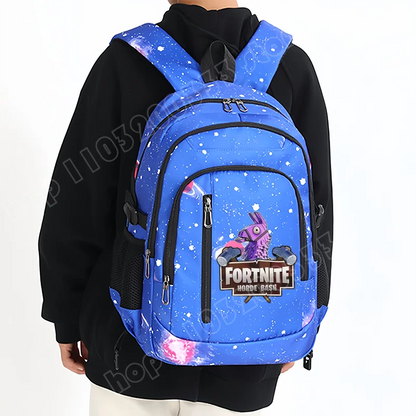 Fortnite Starry Sky Backpack Large Capacity Waterproof Laptop Bag Game Character Print Student Pack Boys and Girls Back to School Bag