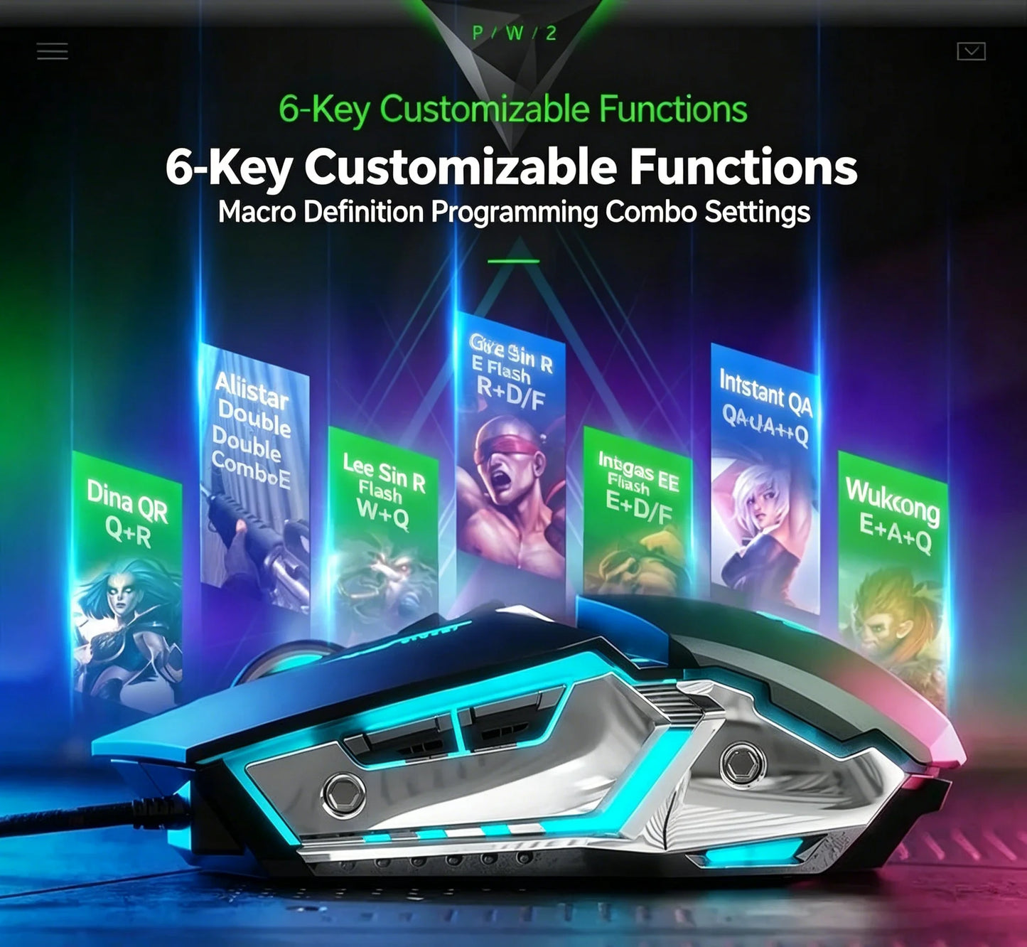 RGB Dual-Mode Wired Mouse 2.4G Wireless Mouse Gaming Mouse Rechargeable Silent Mouse 3600 DPI Adjustable Mouse Mice for Laptop