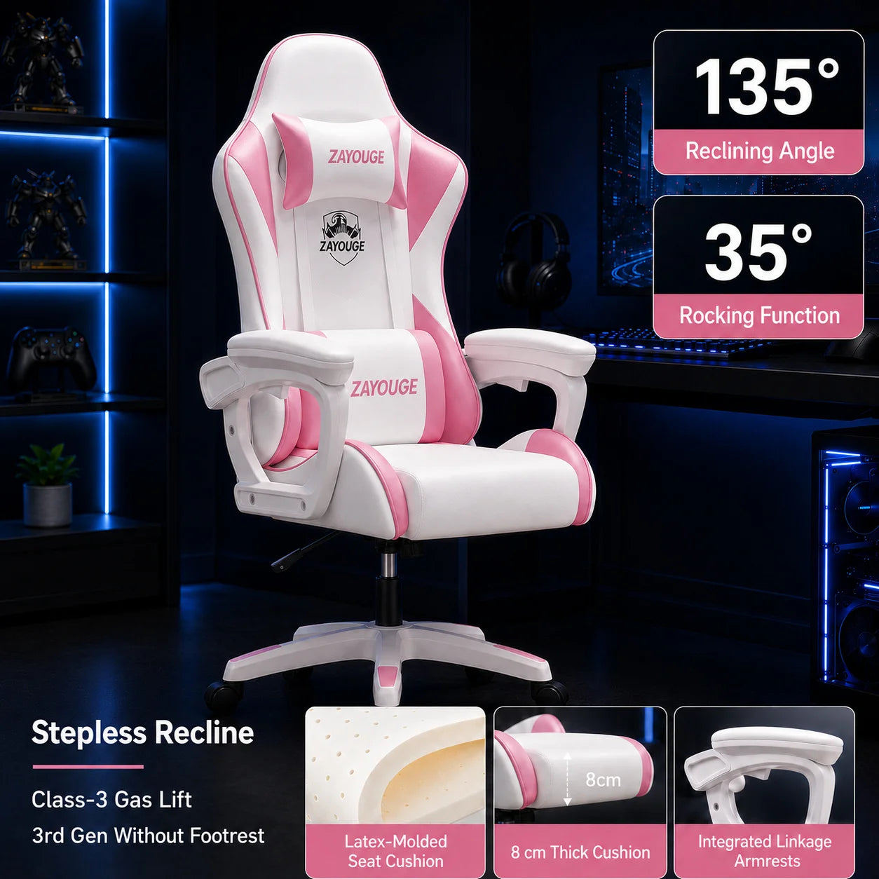 AOLIVIYA Gaming Reclining Office Chair Home Computer Rotating Lifting Backrest Internet Cafe E Sports Game Seat With Footrest