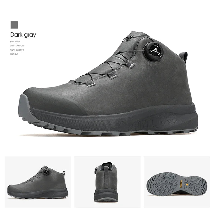 Pantofi din piele HUMTTO pentru bărbați, pentru iarnă, camping și activități în aer liber, pantofi sport pentru bărbați, bocanci de trekking respirabili, adidași antiderapanti pentru drumeții
