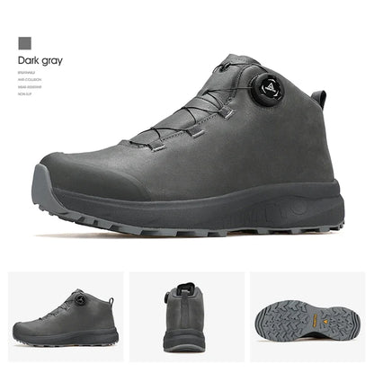 Pantofi din piele HUMTTO pentru bărbați, pentru iarnă, camping și activități în aer liber, pantofi sport pentru bărbați, bocanci de trekking respirabili, adidași antiderapanti pentru drumeții