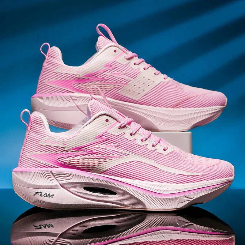 Scarpe sportive da running Marathon da uomo, con piastra in carbonio, cuscino d’aria, traspiranti e leggere, sneakers atletiche da donna comode e antiscivolo