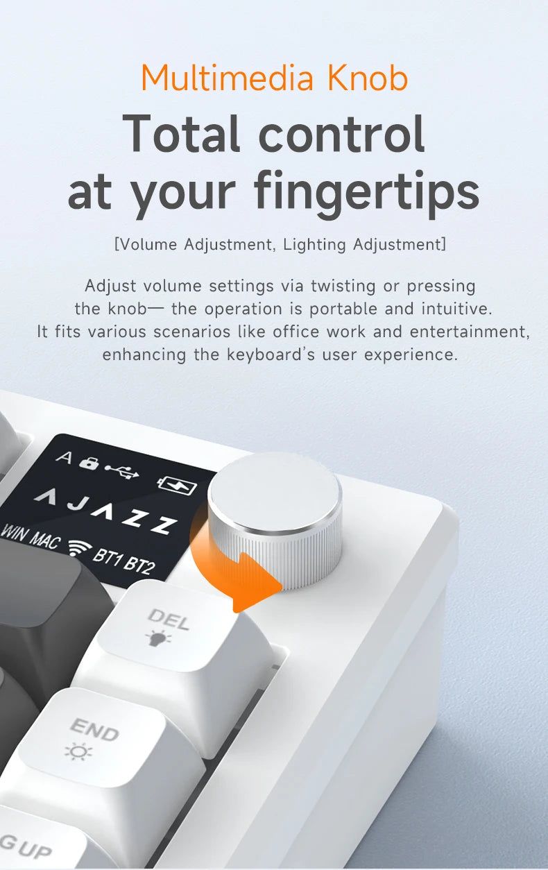AJAZZ AF82 Office Low Profile Tastatur RGB kabelgebundene/kabellose Gaming-Tastatur 75% Layout 82 Tasten 4000mAh Akku für Win/Mac