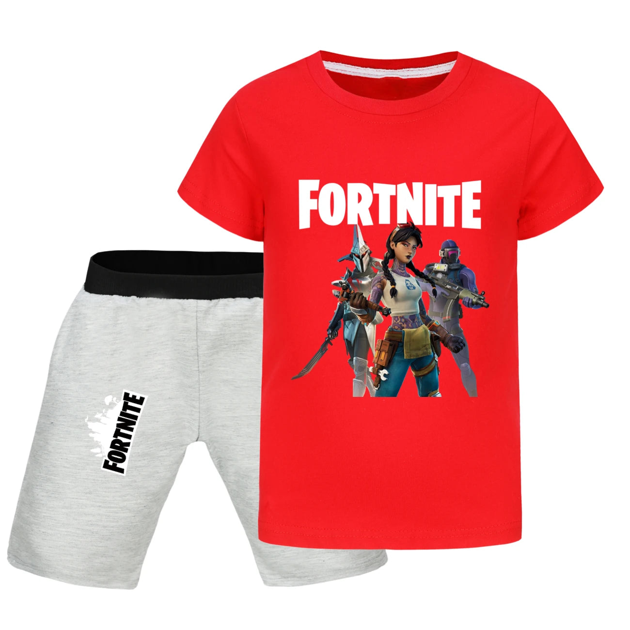 Fortnite Summer Kids Cartoon T-shirts Shorts Two-piece Set Baby Boys Tracksuit Girls Outfits 505