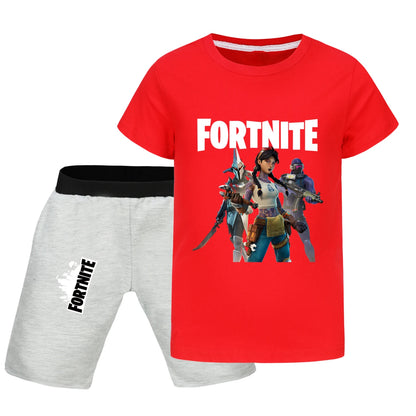 Fortnite Summer Kids Cartoon T-shirts Shorts Two-piece Set Baby Boys Tracksuit Girls Outfits 505