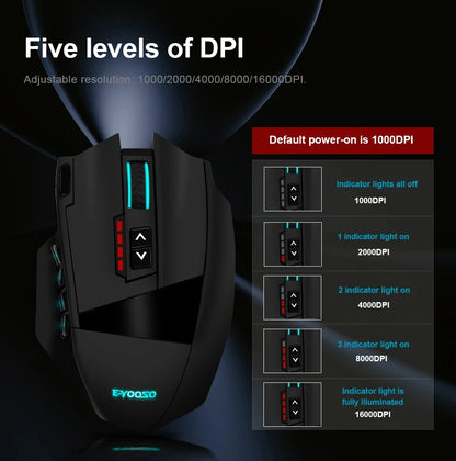 E-YOOSO X-33 RGB Gaming Mouse 16000 DPI Wired USB Gaming Mouse with 18 Programmable Buttons for PC & Laptop