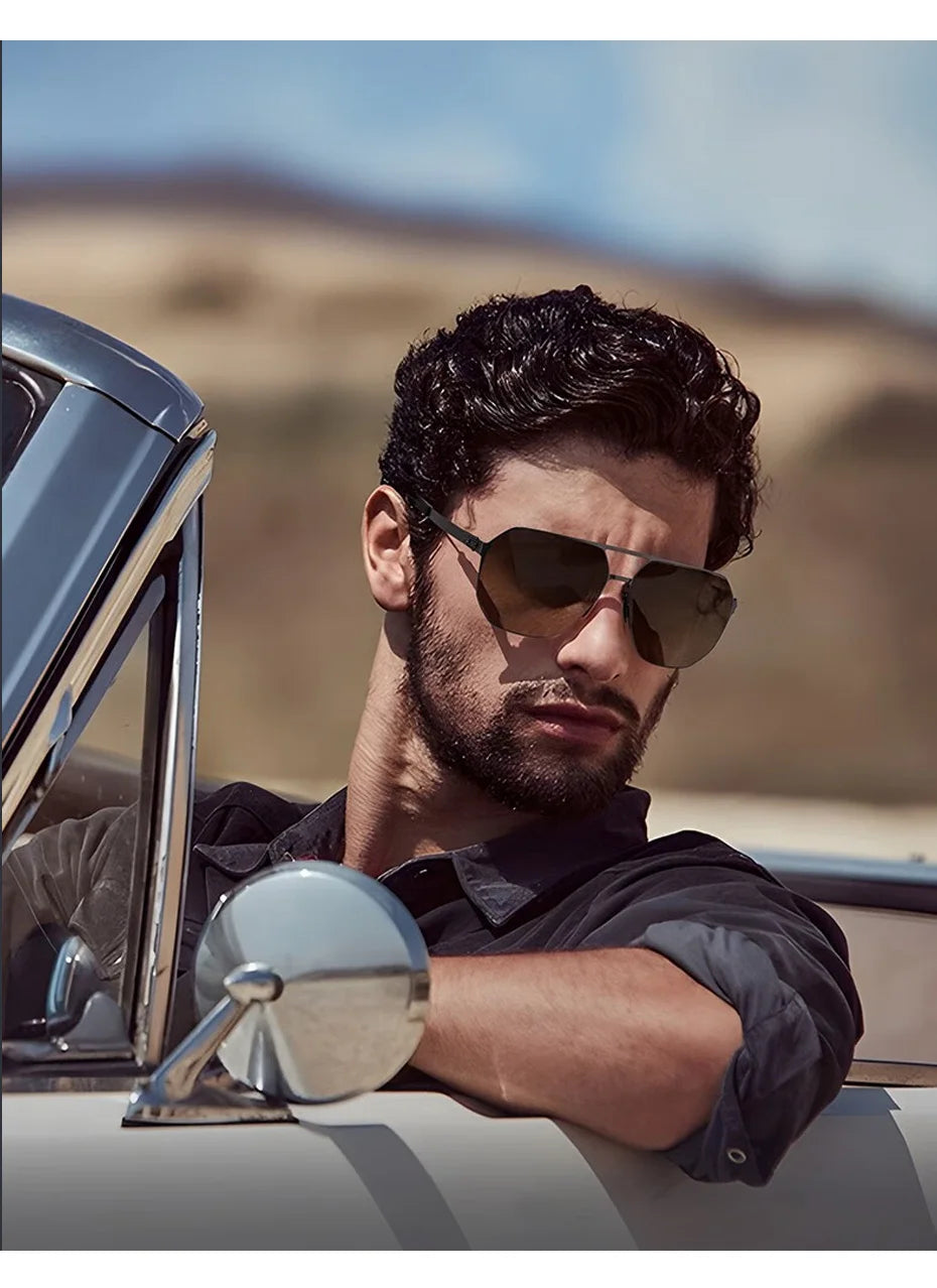 CAPONI Nylon Sunglasses For Men Super Elastic Bio-Steel Polarized Driving Sun Glasses UV400 Protect Brand Design Shades CP23017
