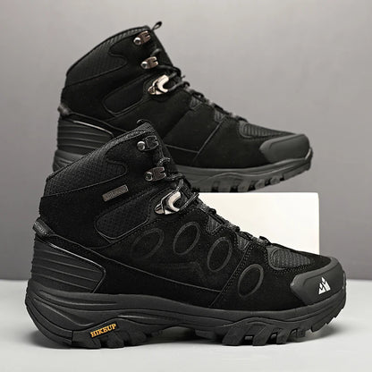 HIKEUP High-Top Men Hiking Boots Winter Outdoor Shoes Lace-Up Non-Slip Sports Casual Trekking Boots Men Suede Warm Shoes