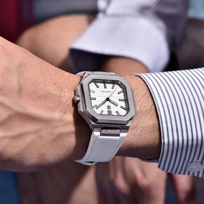 Nuovo orologio di lusso quadrato PAGANI DESIGN 2026 da uomo al quarzo, vetro zaffiro AR, movimento giapponese, luminoso, in acciaio 316L all steel