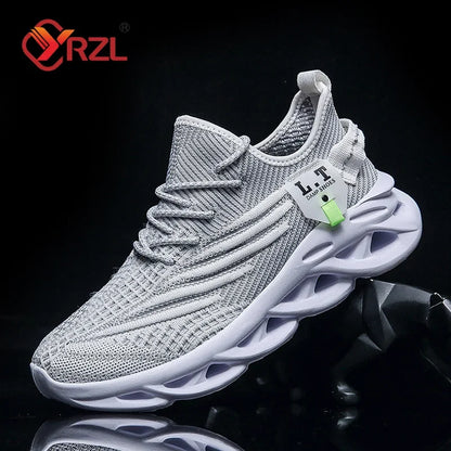 YRZL Men Sports Running Black Jogging Shoes Casual Sneakers Outdoor Breathable Mesh Women Light Shock-Absorption Black Tennis