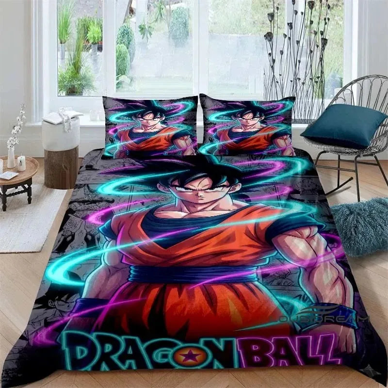 Ložní souprava s potiskem v motivu Cartoon/Anime Son Goku Dragon Ball: tato měkká a pohodlná sada obsahuje povlak na přikrývku a povlak na polštář